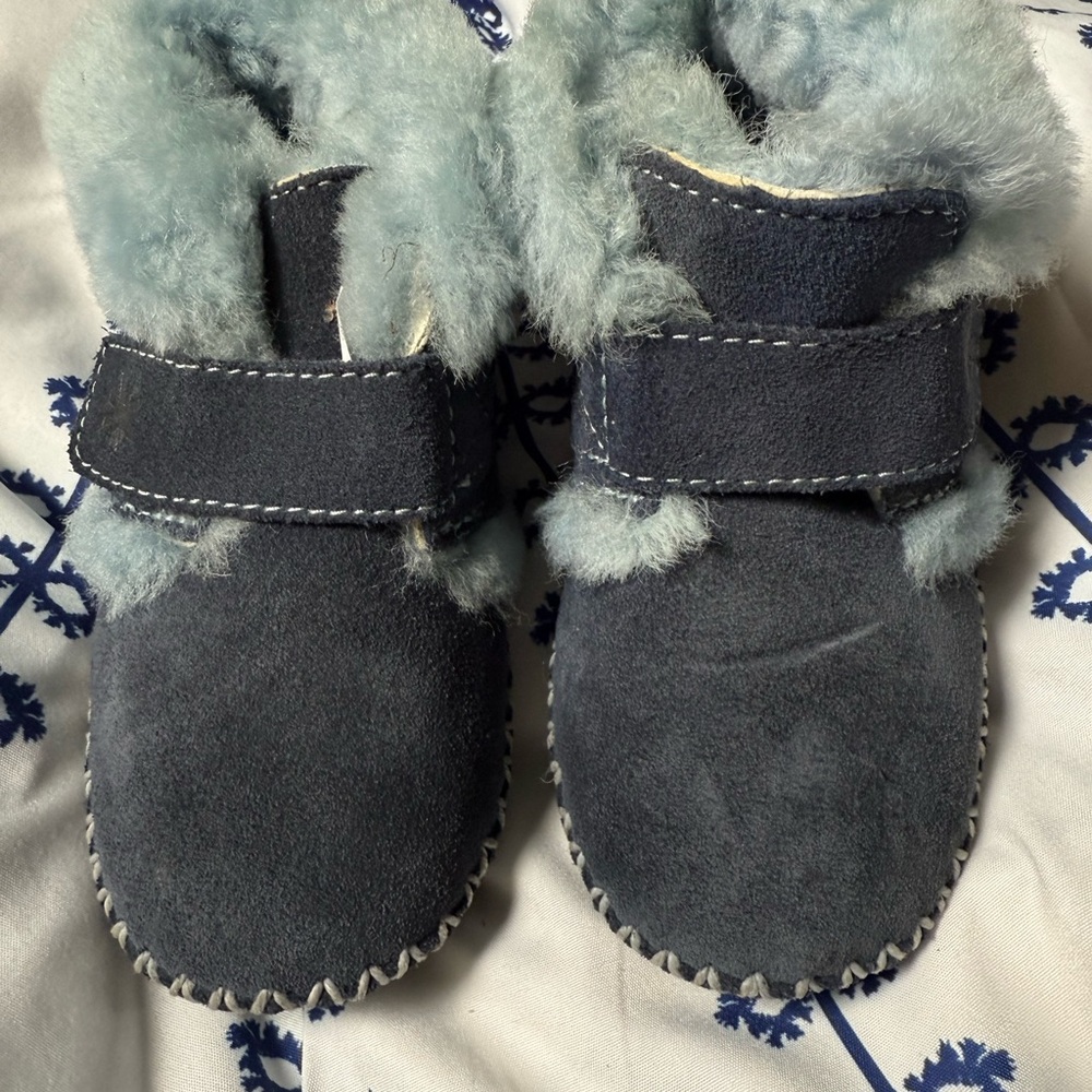LL Bean Blue Cozy Booties with Plush Lining